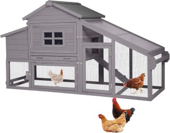 GUTINNEEN Mobile Chicken Coop with Wheels 69”(L) x 26”(W) x 39.4”(H)