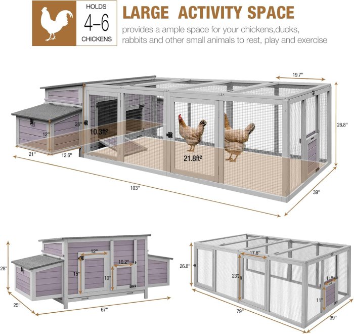 Large Chicken Coop with Run and Nesting Box (image 2)