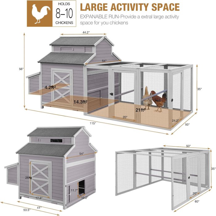Large Chicken Coop with Run and Nesting Boxes (image 2)
